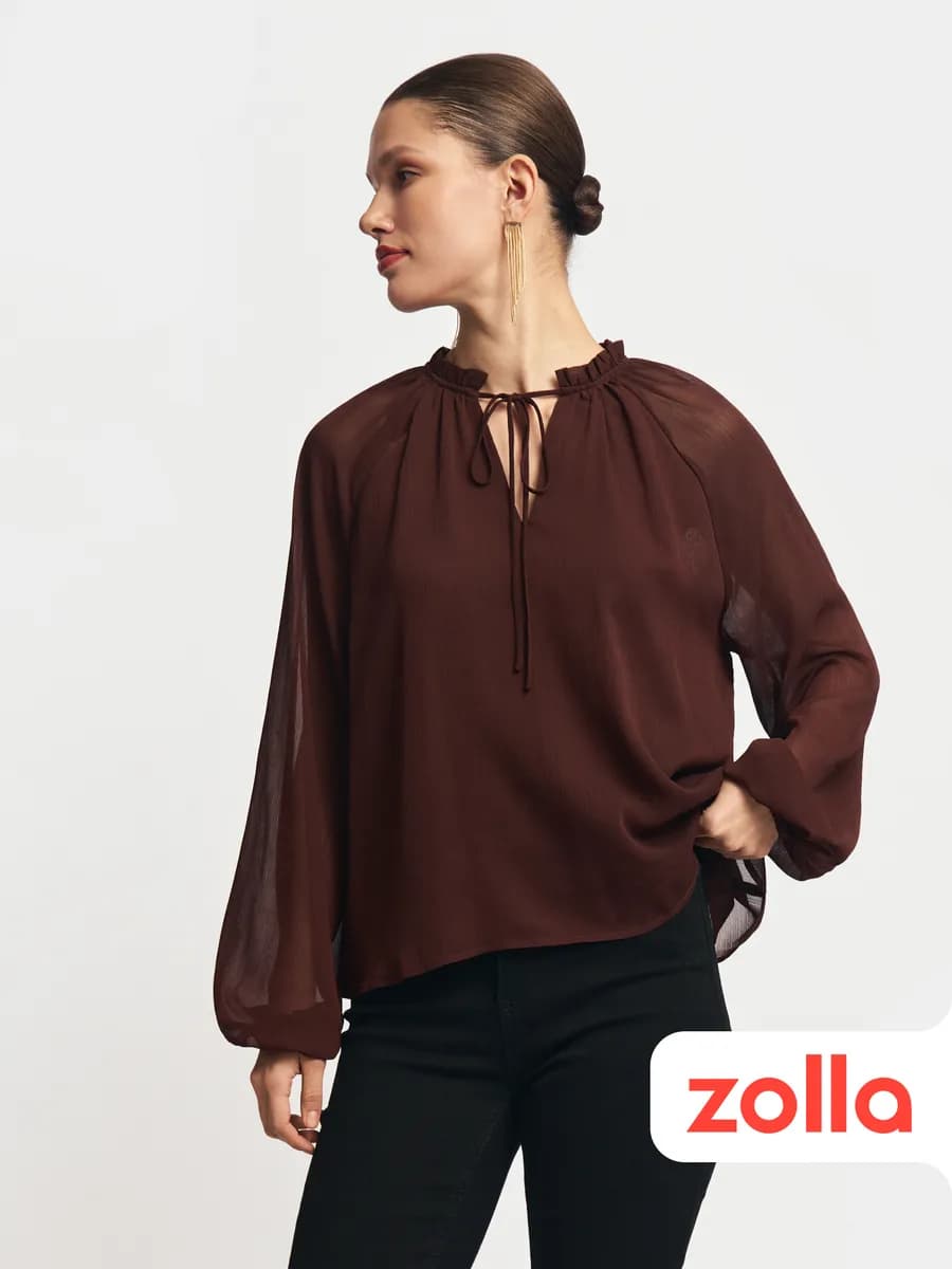 Женская блузка из шифона с завязками