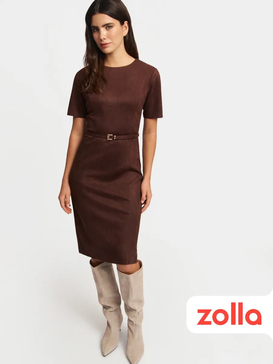 Женское платье экозамша короткий рукав