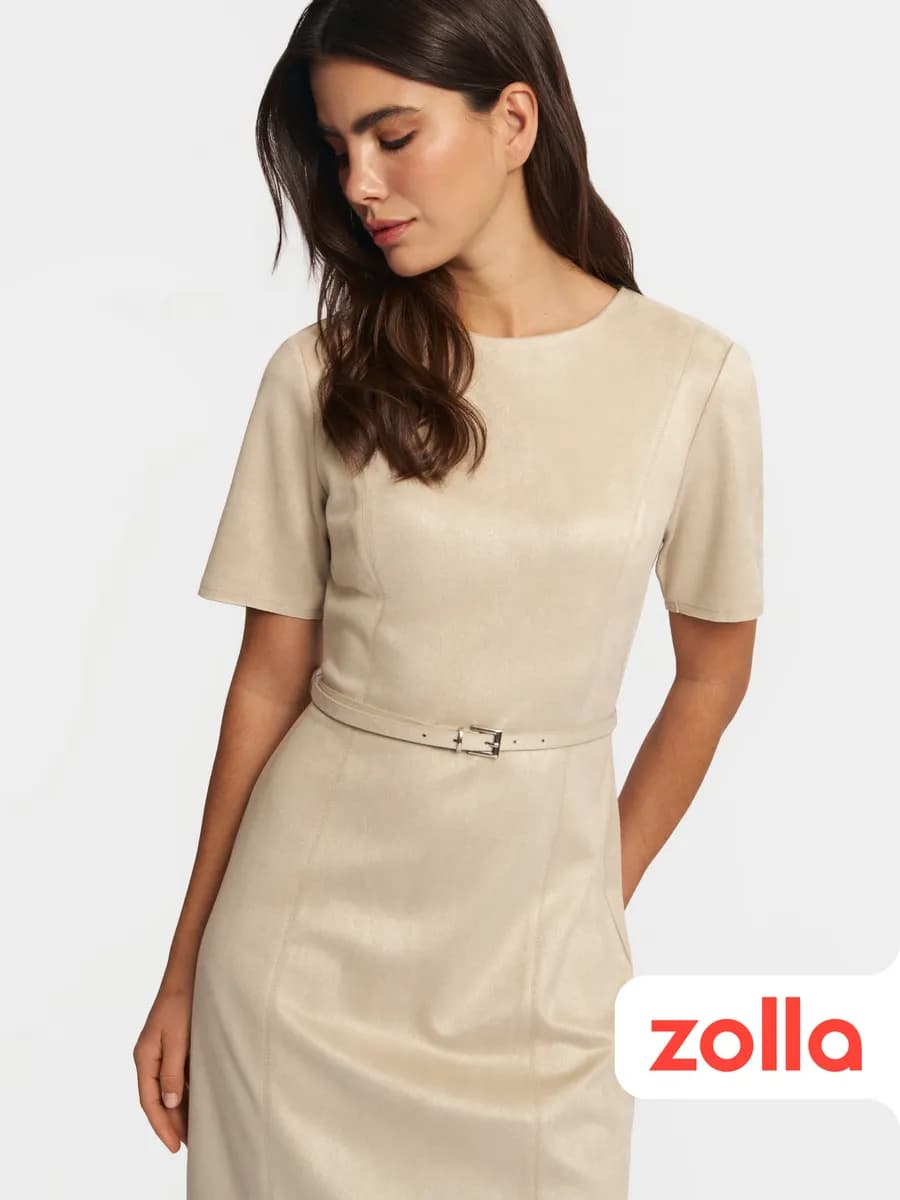 Женское платье экозамша короткий рукав