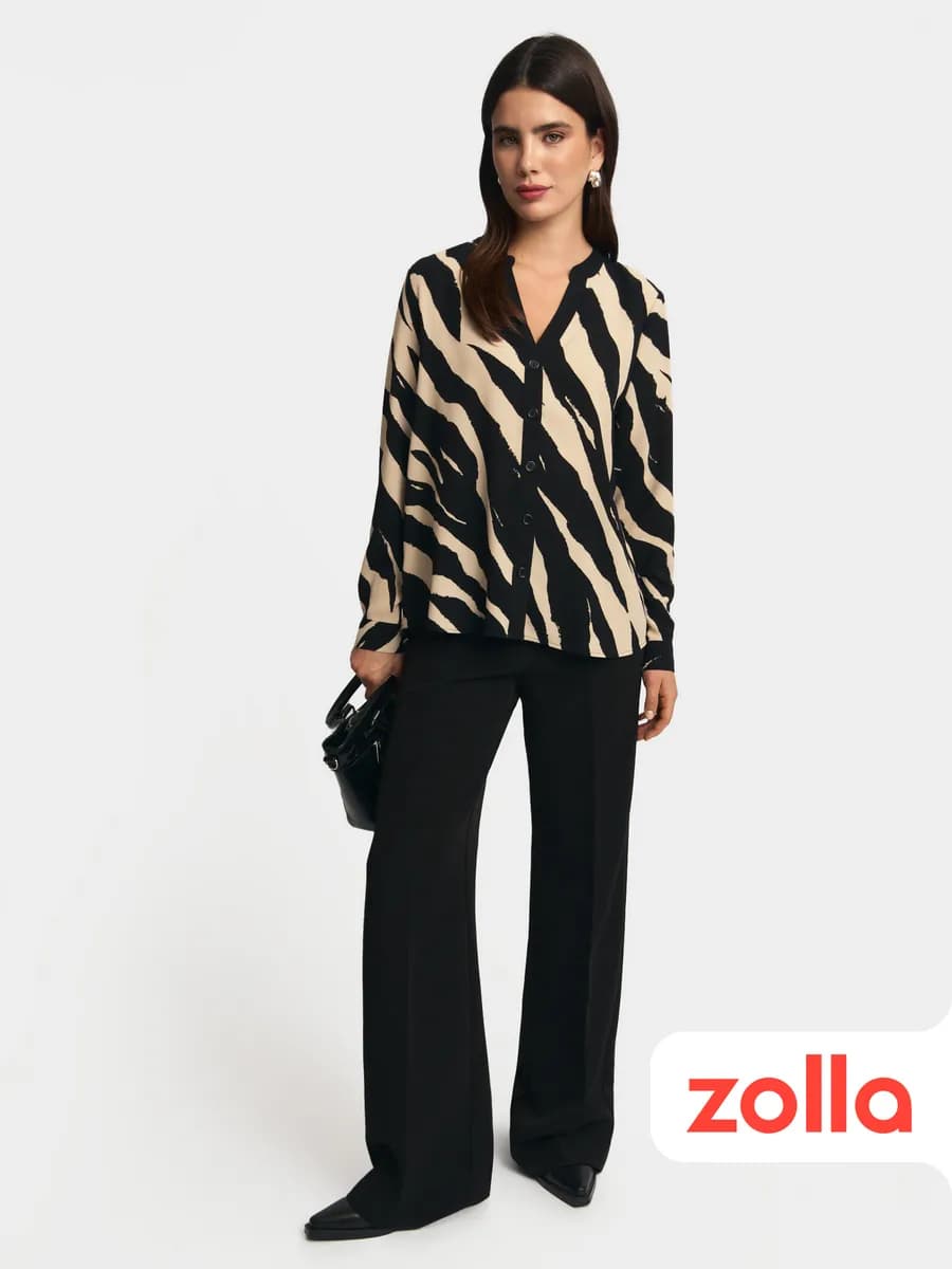 Женская атласная блузка с принтом