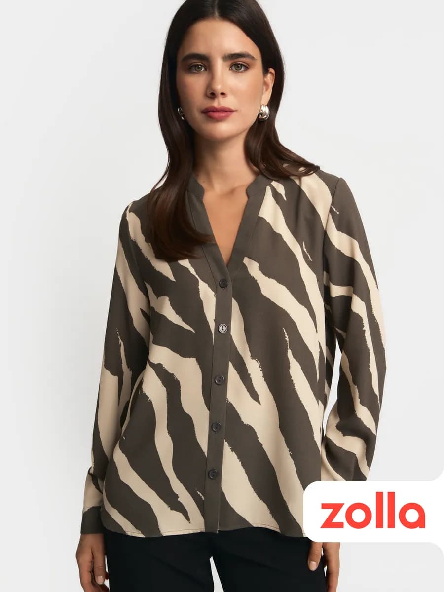 Женская атласная блузка с принтом