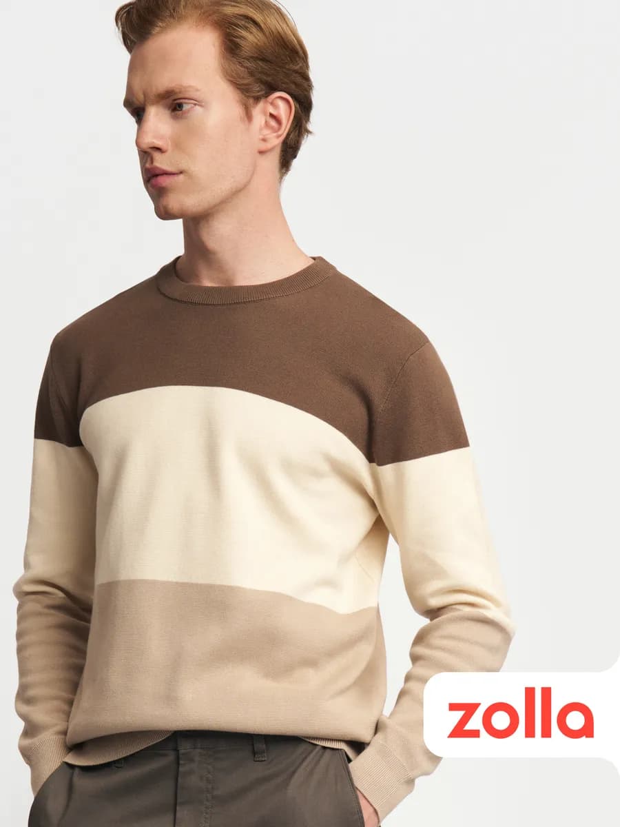 Тонкий вязаный мужской джемпер из хлопка