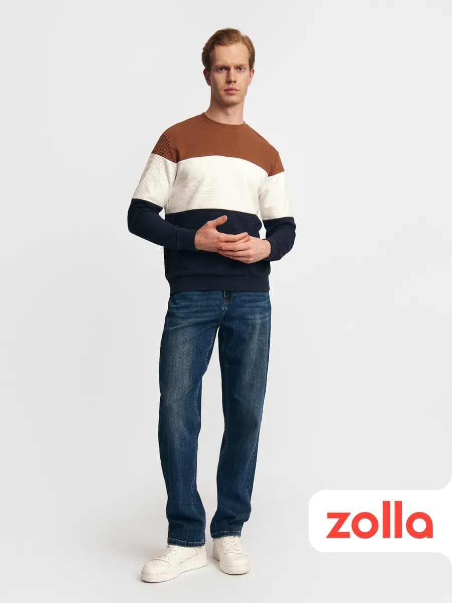 Мужские прямые джинсы фасона из хлопка