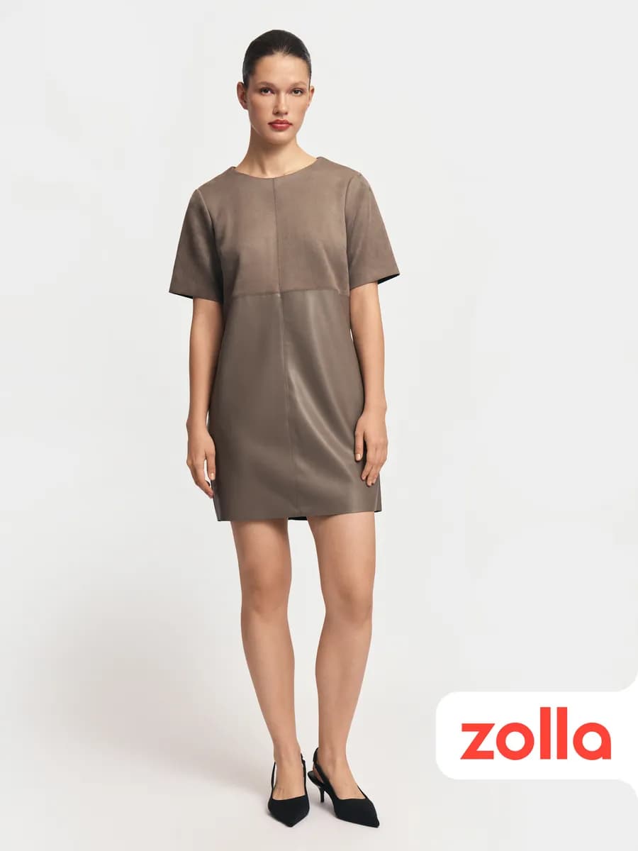 Женское платье-футболка экокожа экозамша