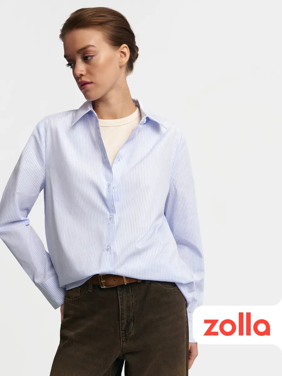 Женская прямая рубашка в полоску