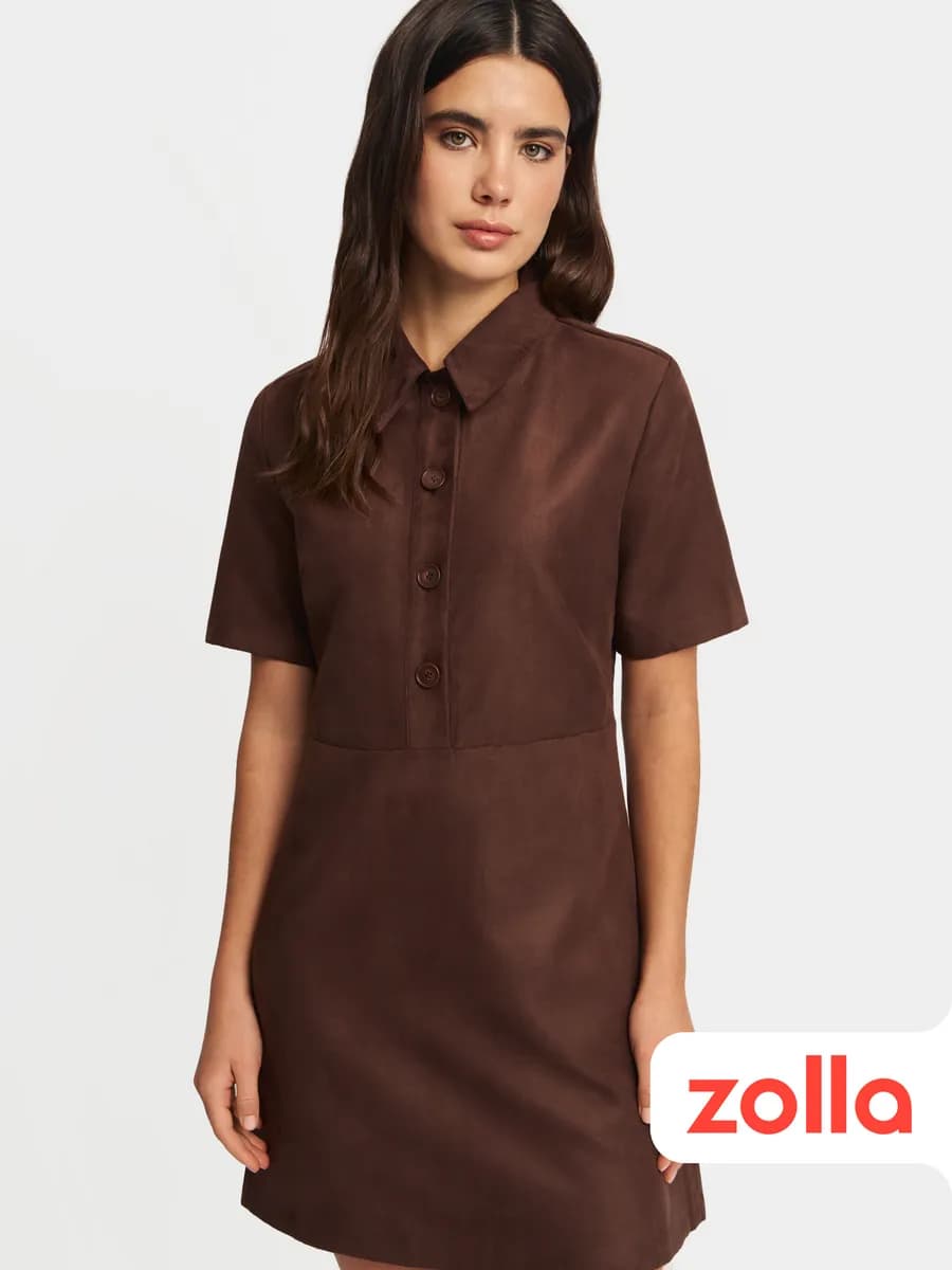 Женское платье поло из экозамши