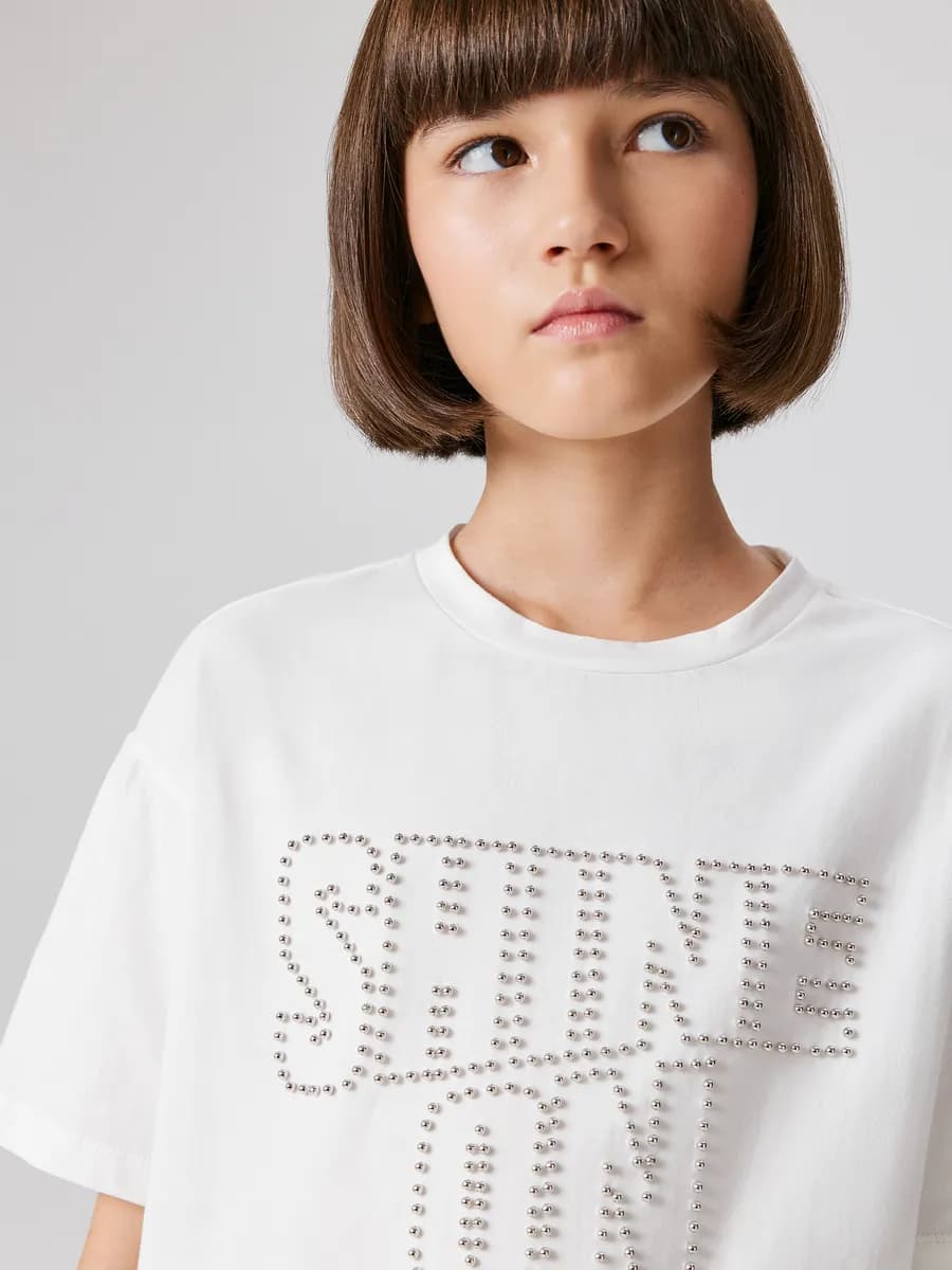 Футболка белая оверсайз новогодняя для подростка