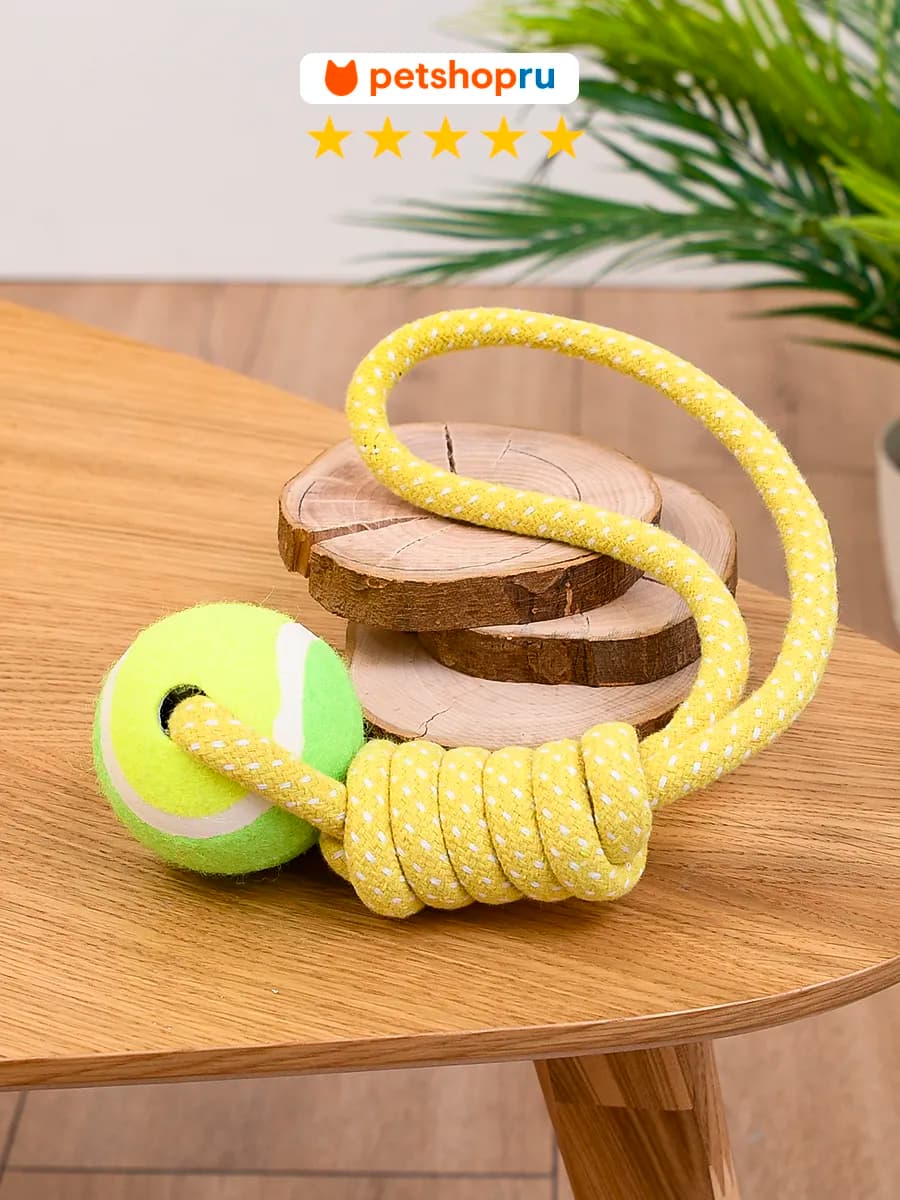 Игрушка для собак канат с теннисным мячом “Форест”