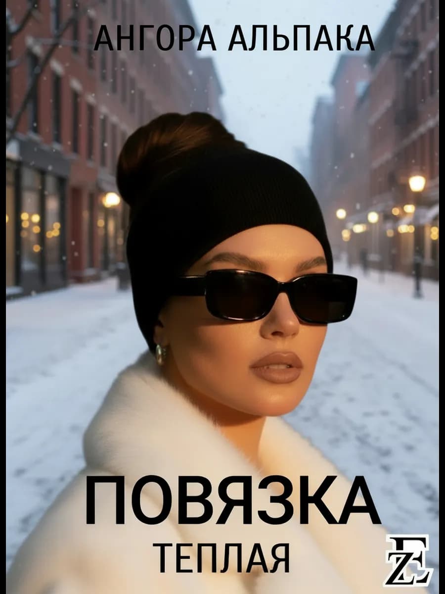 Повязка на голову теплая зимняя Ангора Альпака