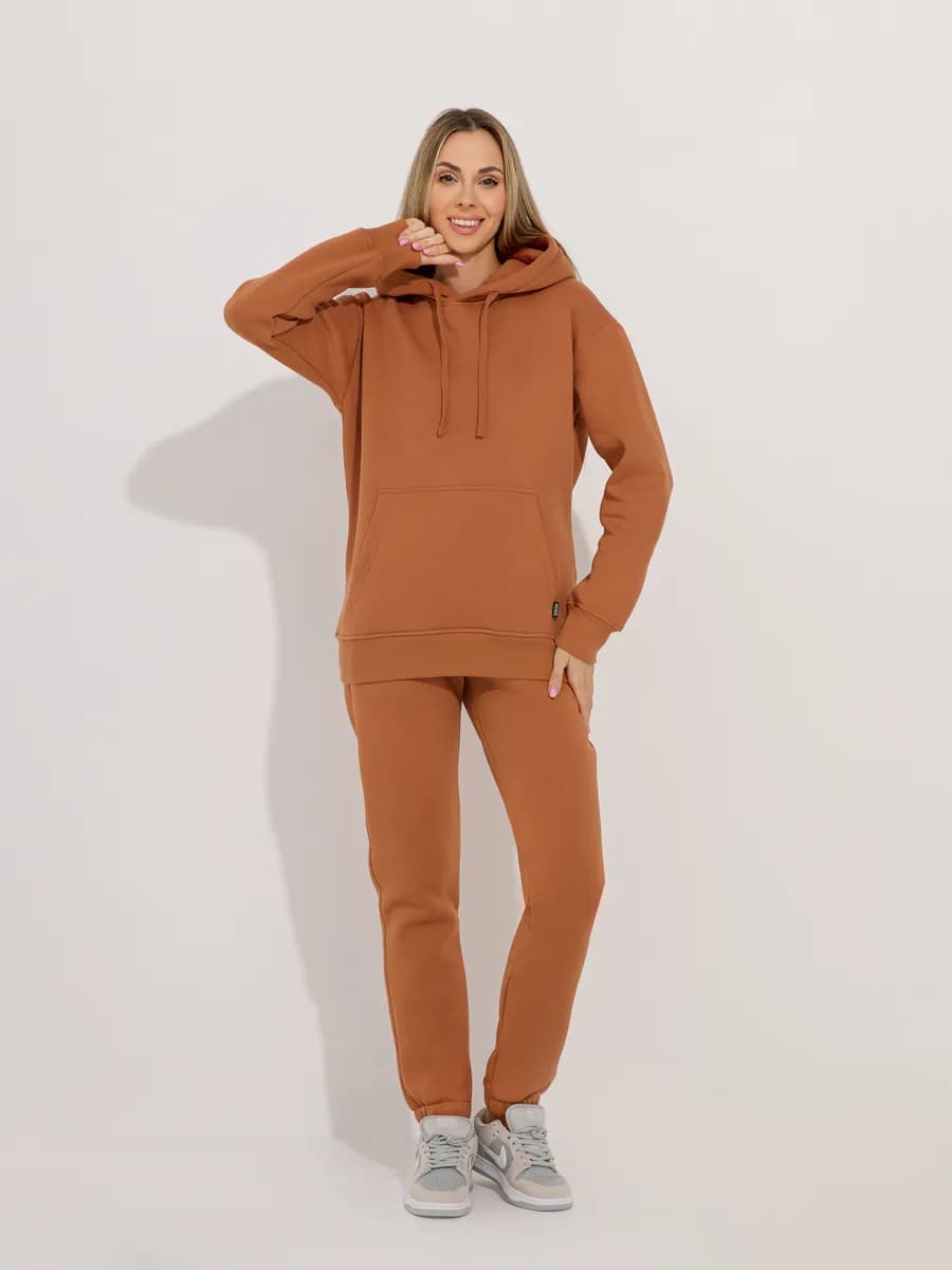 Спортивный костюм теплый с начесом и капюшоном - фото 1