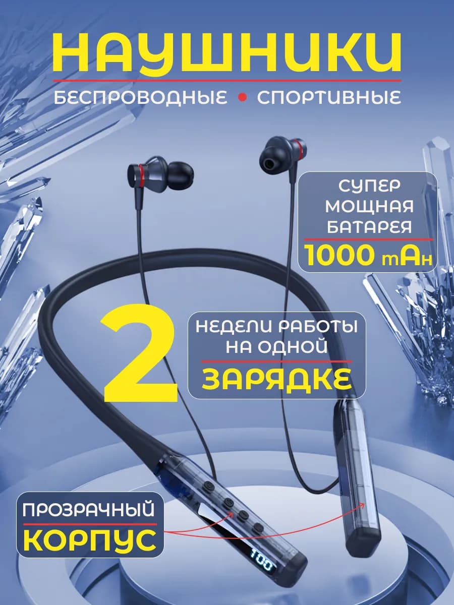 Наушники беспроводные спортивные с микрофоном блютуз