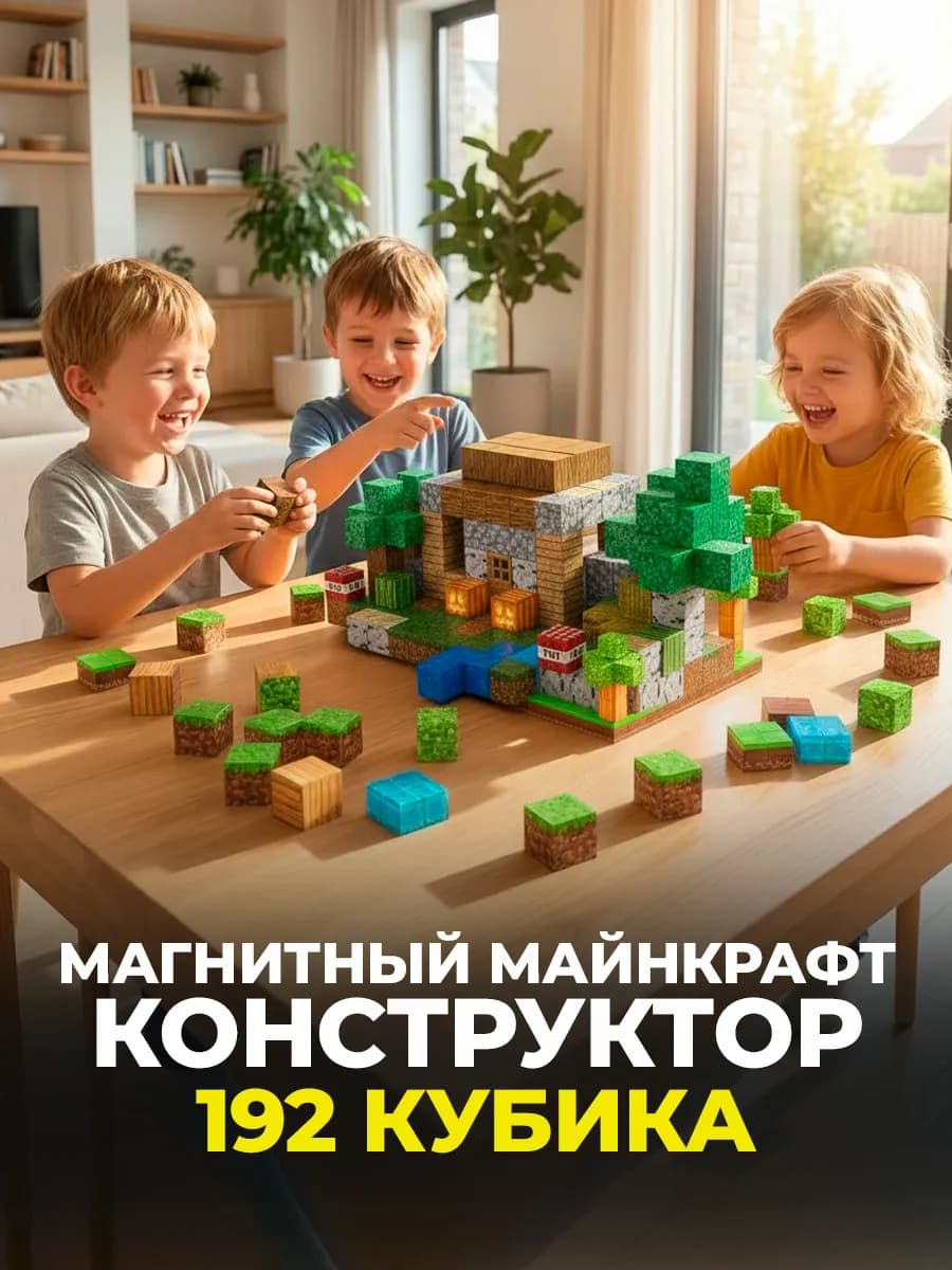 Конструктор магнитный майнкрафт кубики minecraft lego