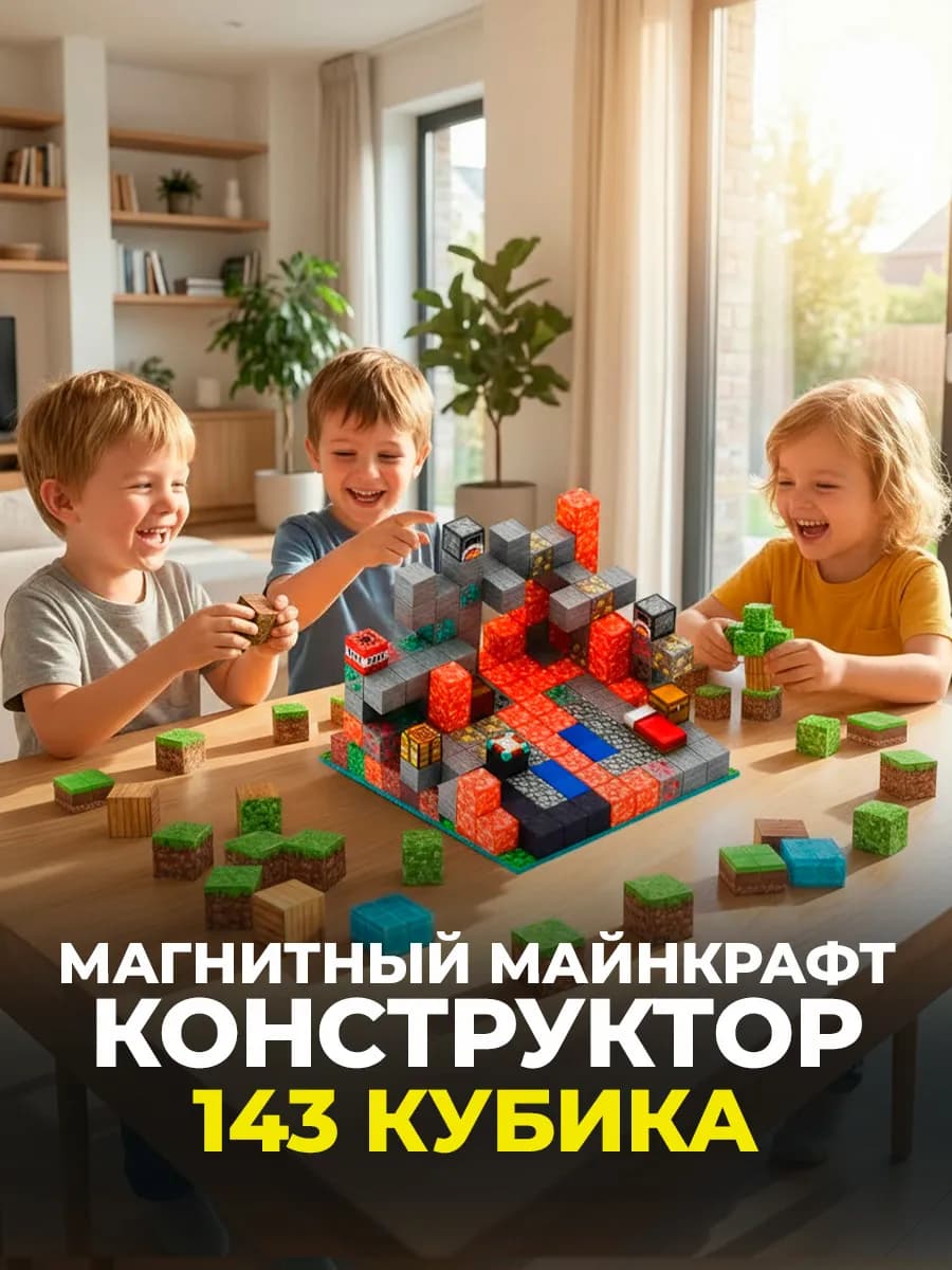 Конструктор магнитный Minecraft Лава 143 кубика