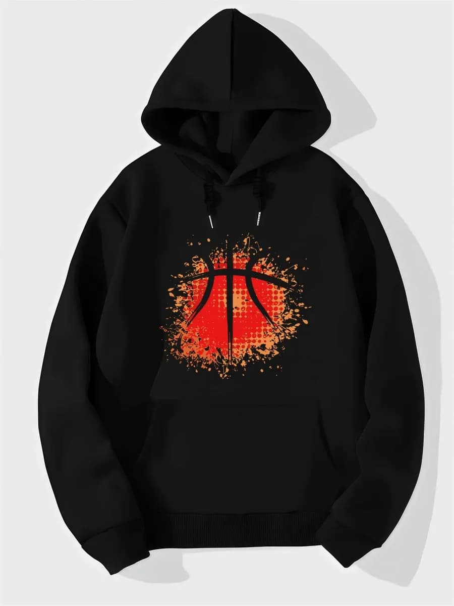 черная баскетбольная толстовка с капюшоном и графическим при