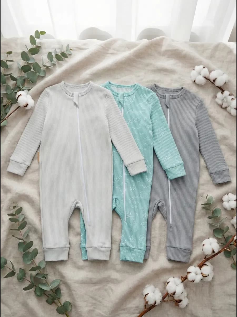 Слип для новорожденных малышей на молнии 3 шт