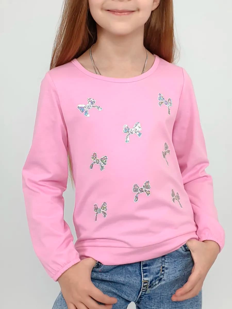 Лонгслив детский с бантиками-пайетками в садик