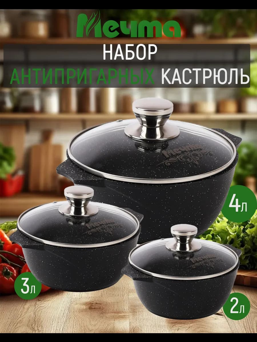Набор посуды для приготовления кастрюли с крышками