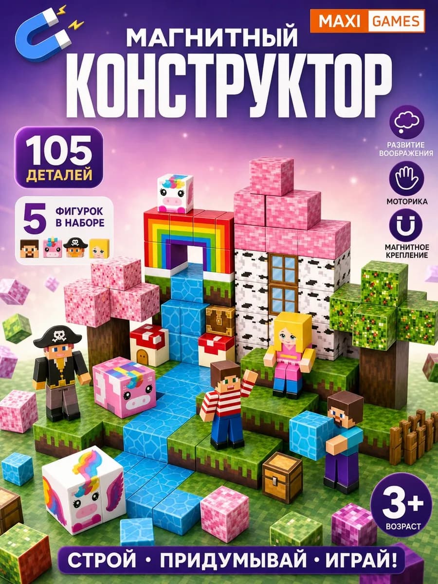 Магнитный конструктор Minecraft для девочек