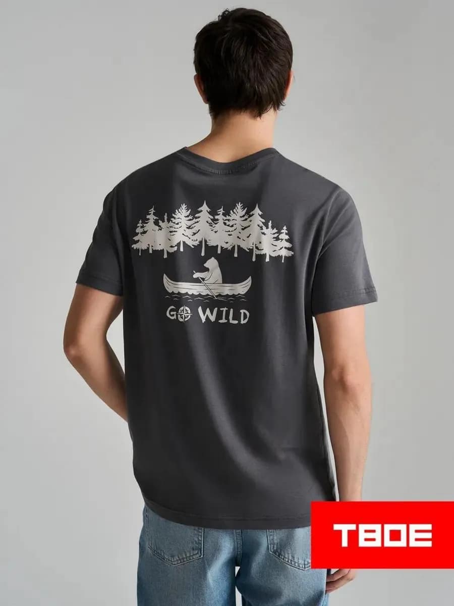 Футболка хлопковая с принтом на спине