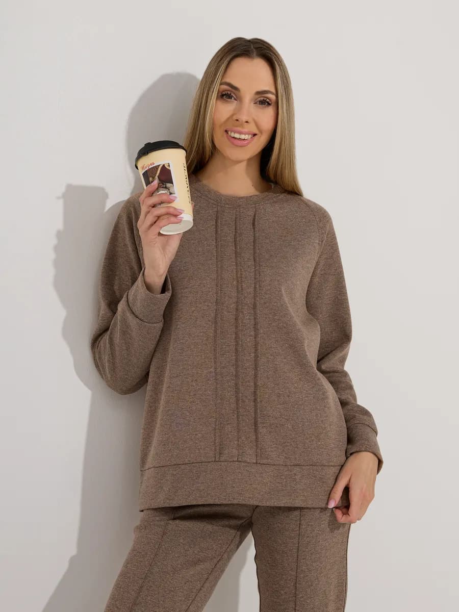 Костюм свитшот с прямыми брюками оверсайз крой