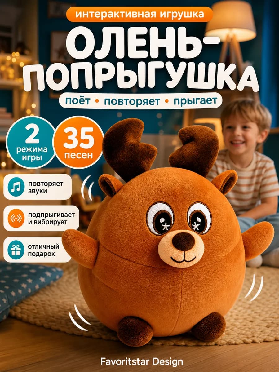 Интерактивная игрушка попрыгушка умный олень для ребенка