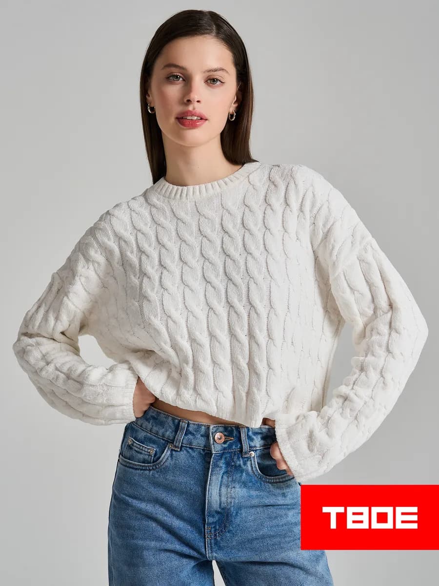 Джемпер трикотажный с косами - фото 1