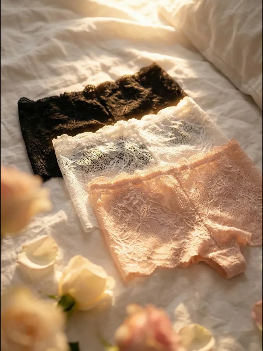 Трусы шорты кружевные набор 3 штуки