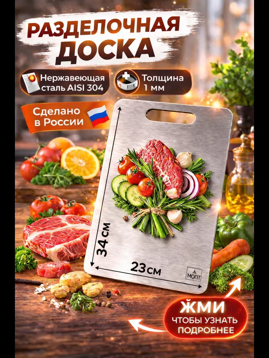 Доска разделочная металлическая из нержавеющей стали