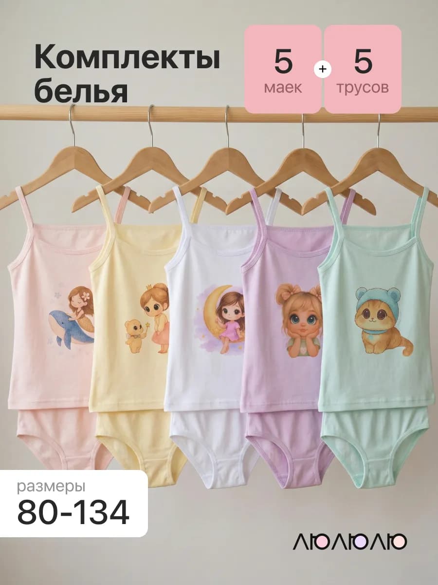 Майка и трусы, комплект 5шт