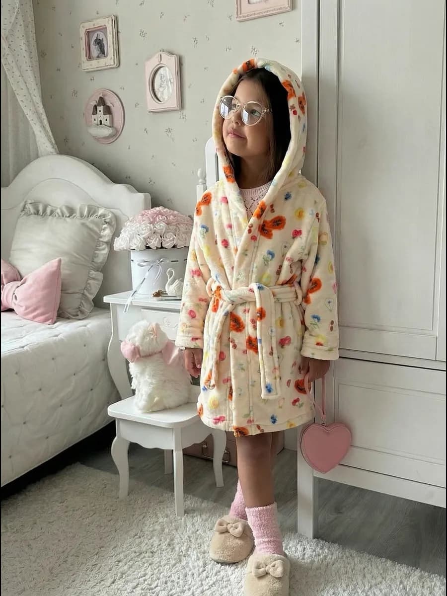 Халат детский махровый с принтом