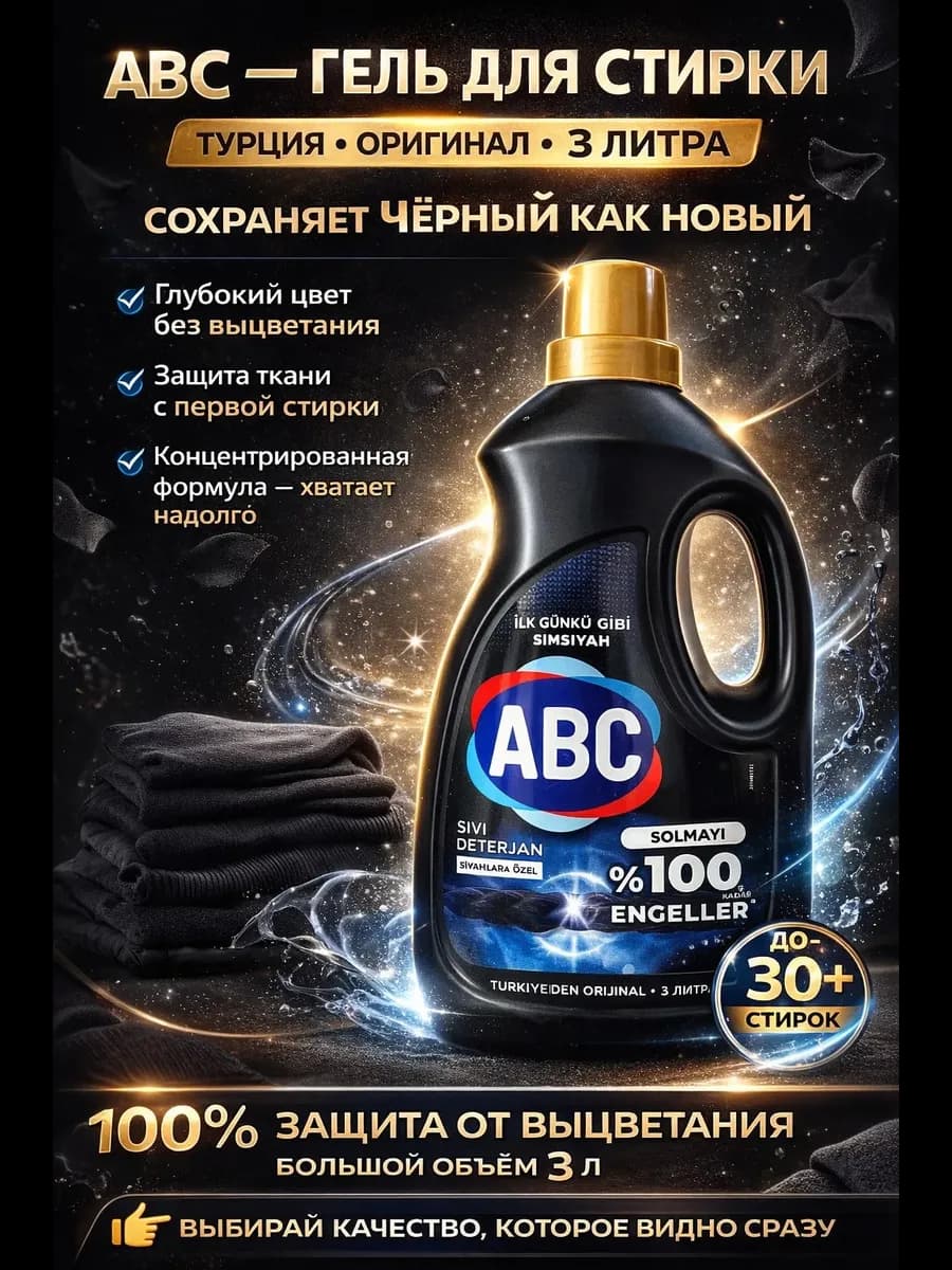 Гель для стирки темного АВС турция оригинал 3л