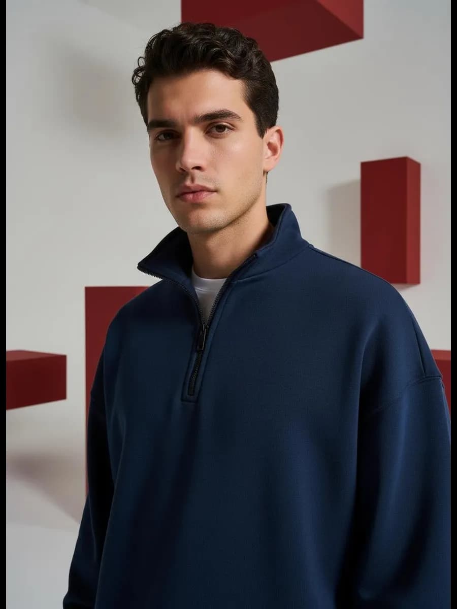 Утепленная толстовка с высоким горлом и начесом