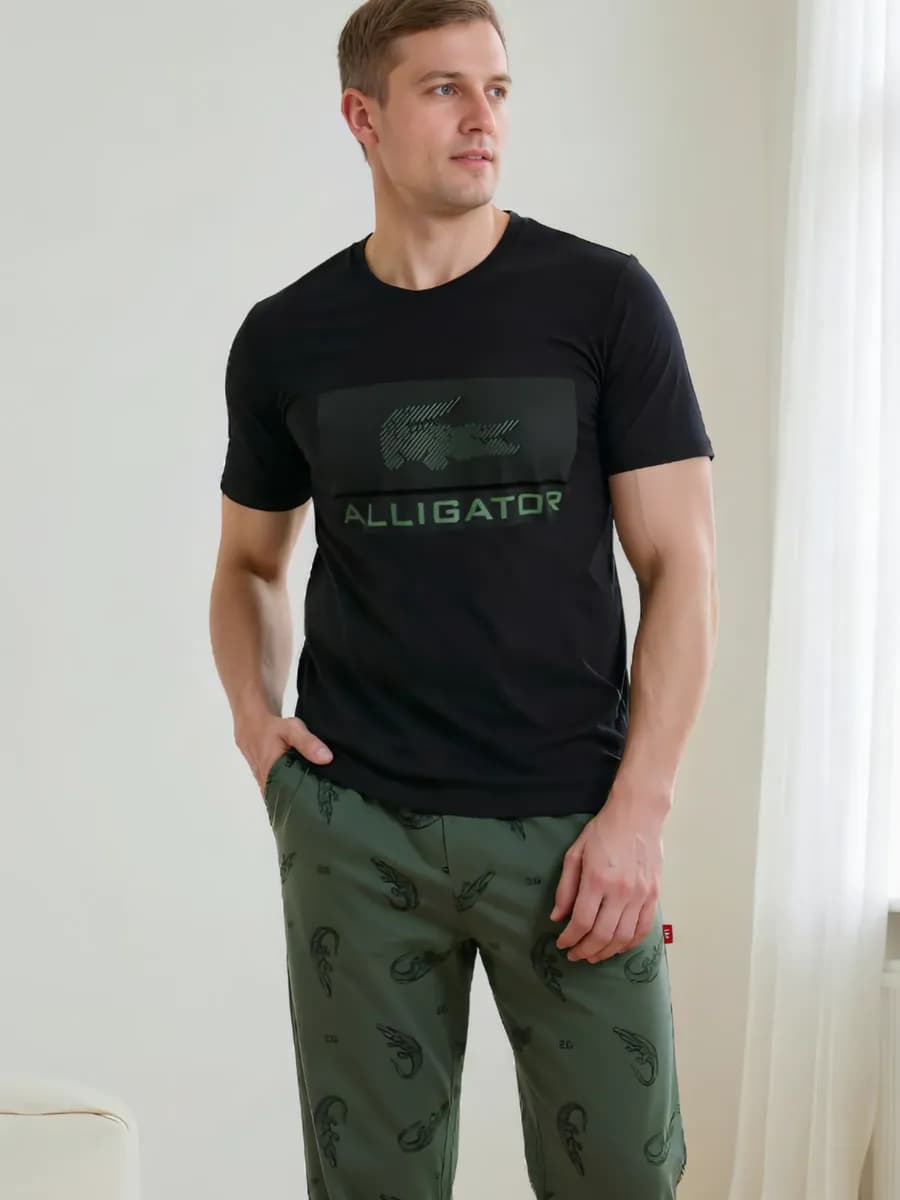 Пижама со штанами и футболкой домашний костюм - фото 1