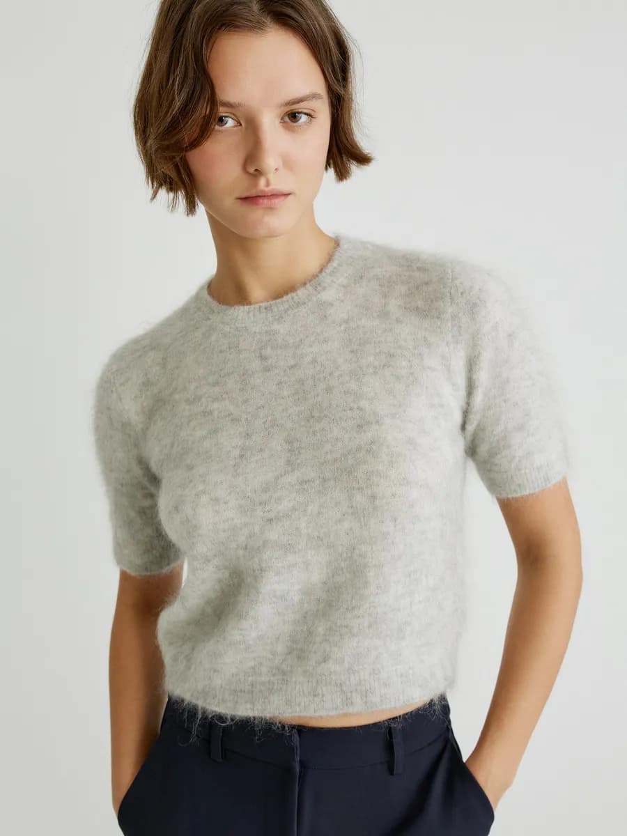 Джемпер с коротким рукавом из смесовой шерсти - фото 1