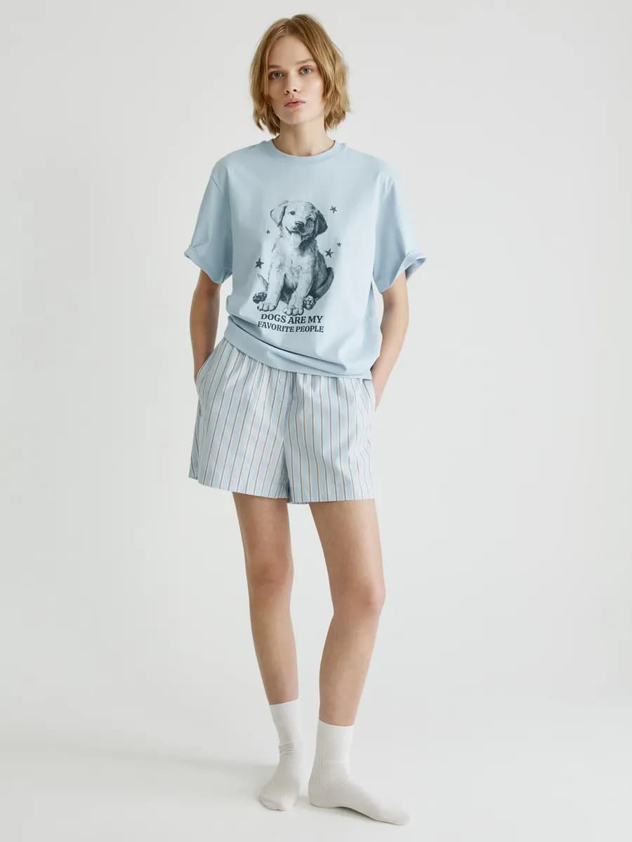 Домашние женские шорты в полоску - фото 1