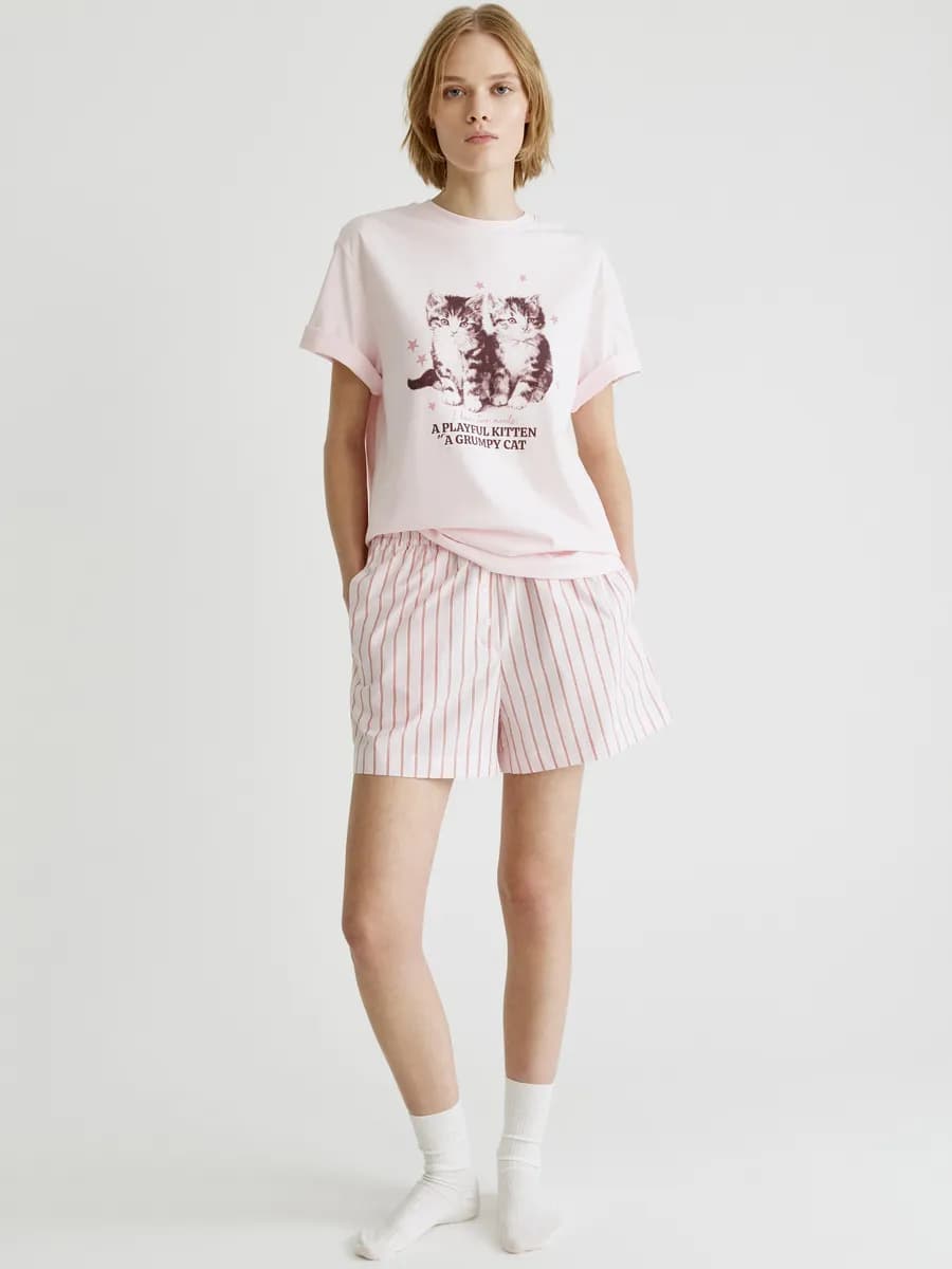 Домашние женские шорты в полоску - фото 1