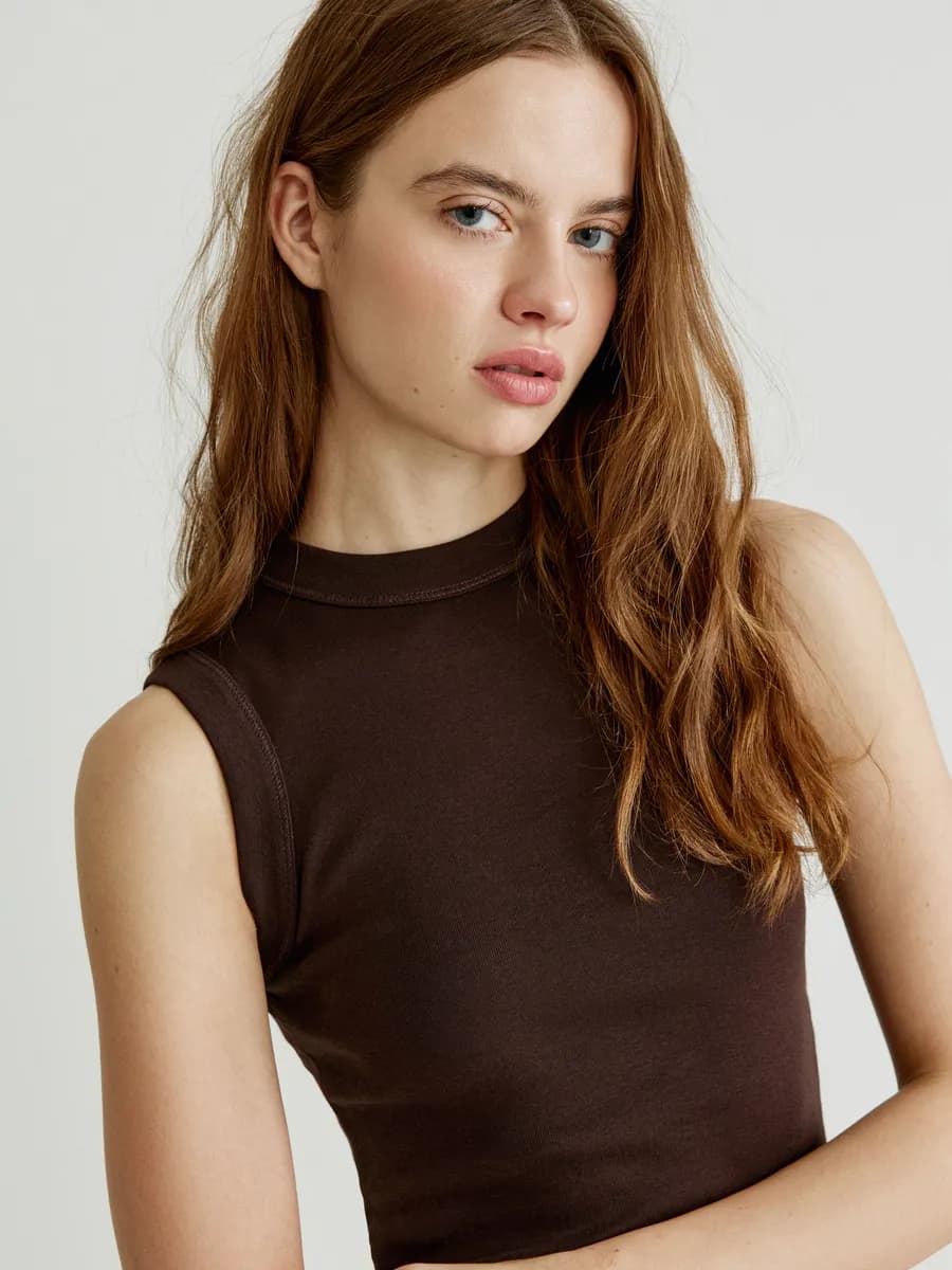 Базовая майка топ в рубчик из хлопка