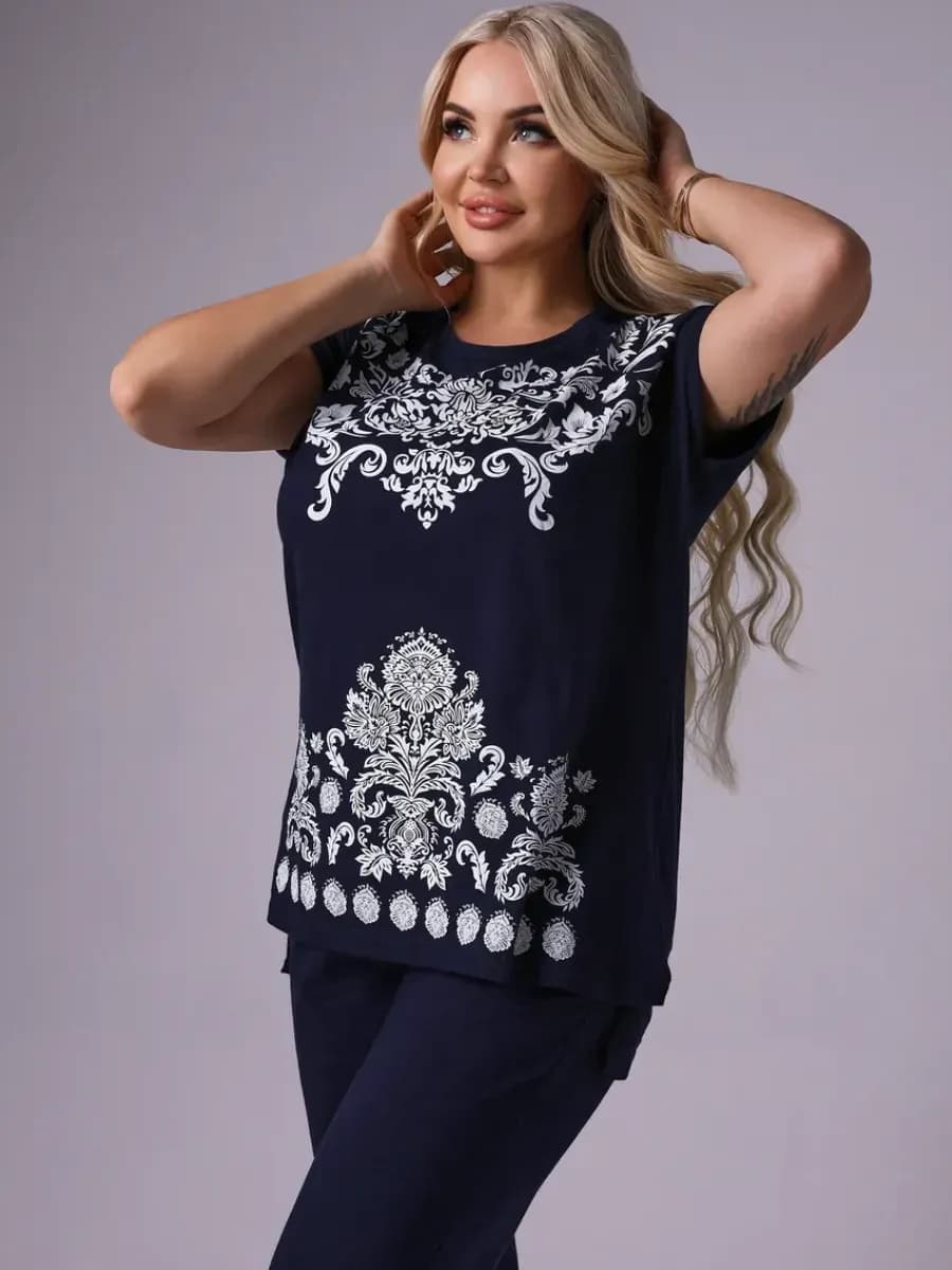 Хлопковая пижама с бриджами Костюм домашний