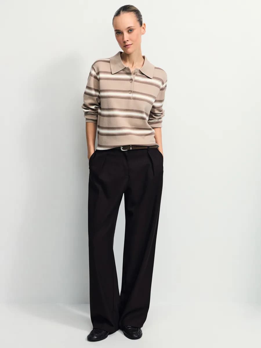 Джемпер тонкий на пуговицах с принтом в полоску