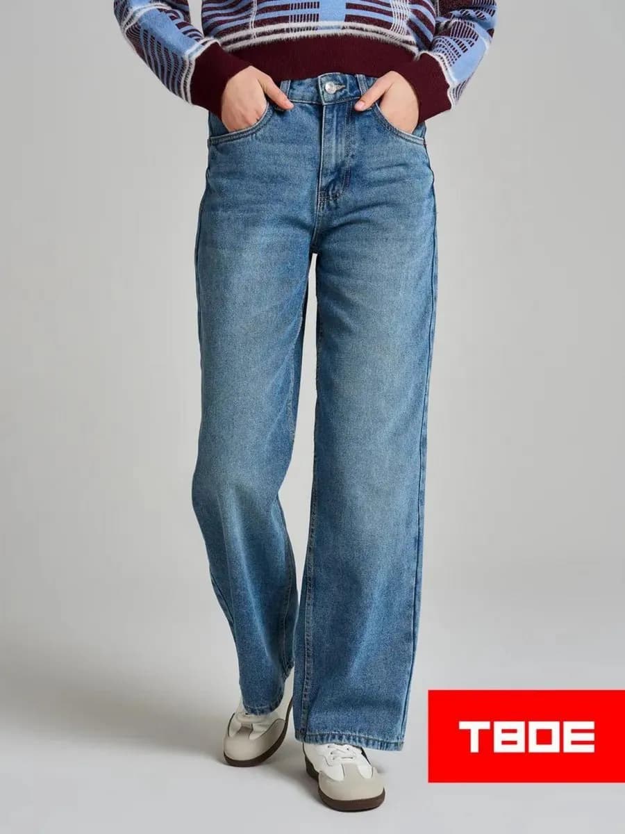 Джинсы багги с винтажной стиркой