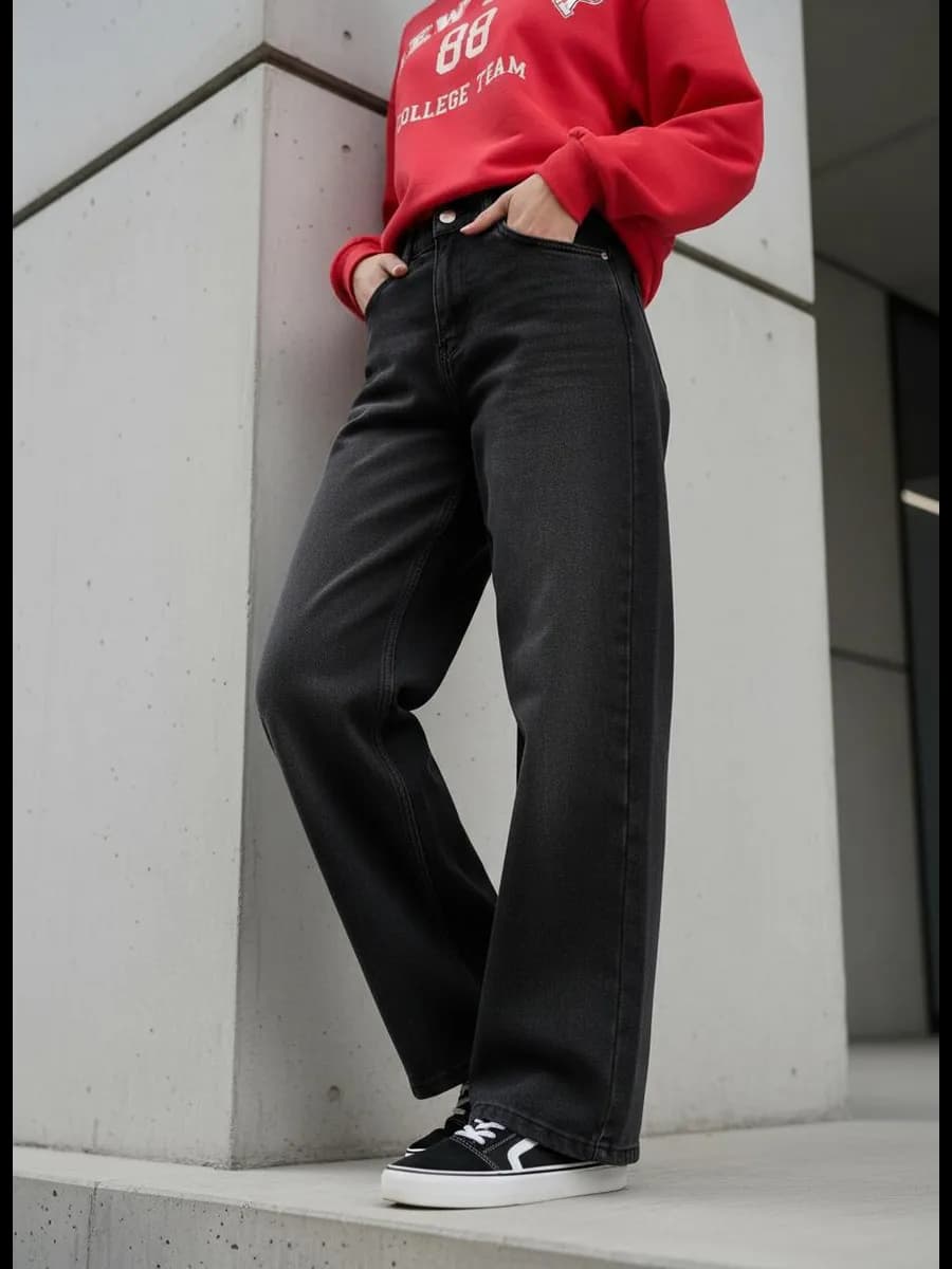 Джинсы багги с винтажной стиркой