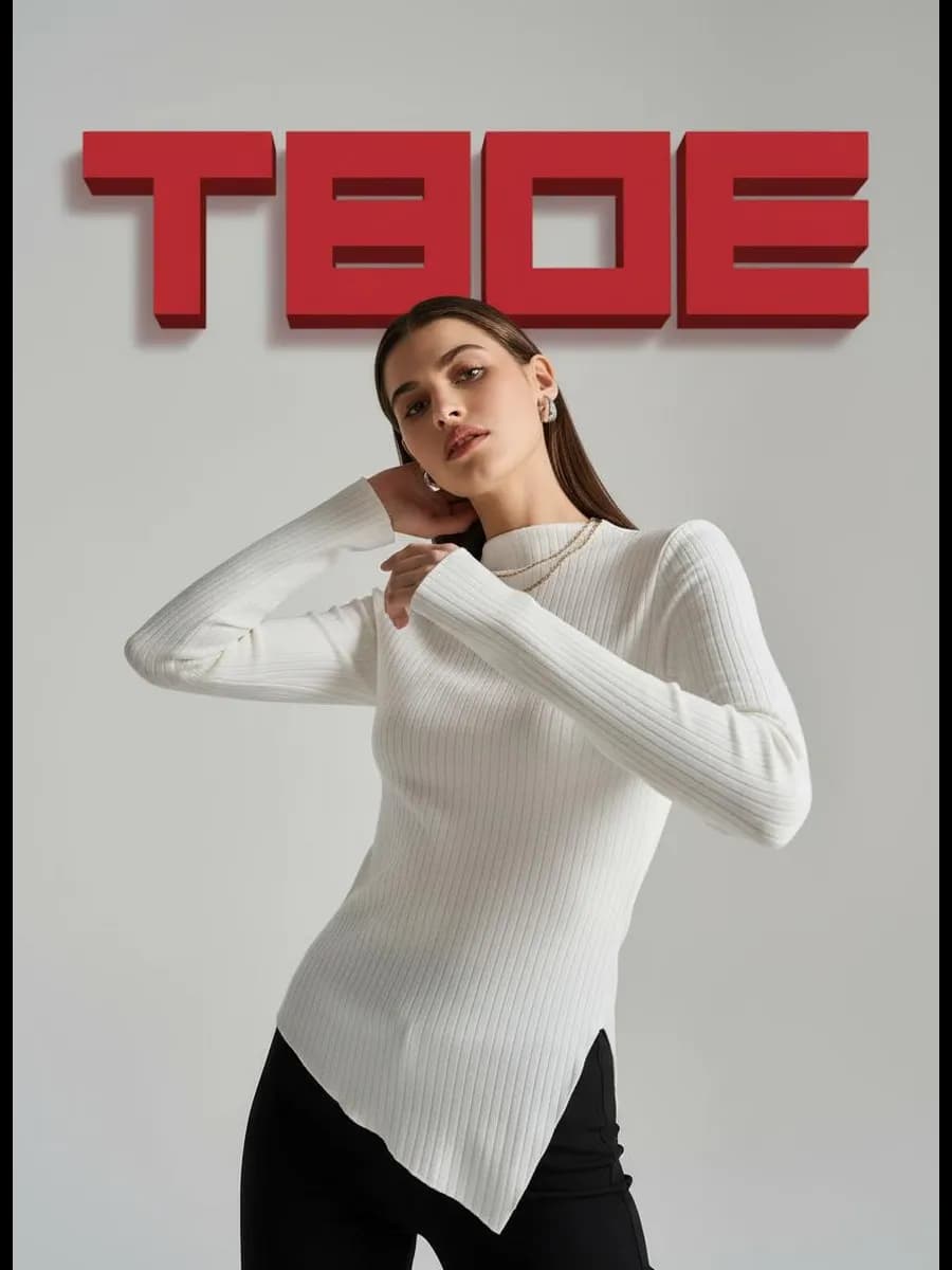 Лонгслив асимметричный в рубчик