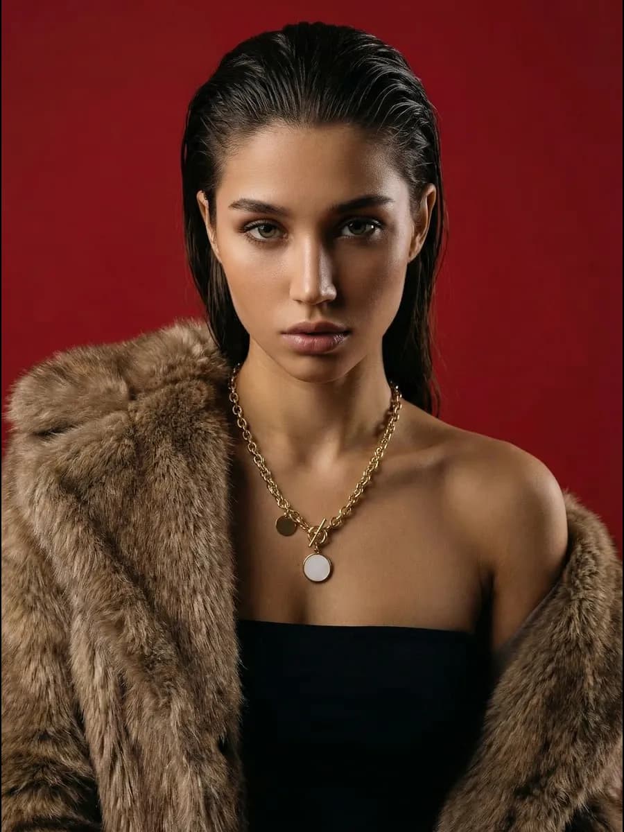 Колье бижутерия на шею золотистое с кулоном