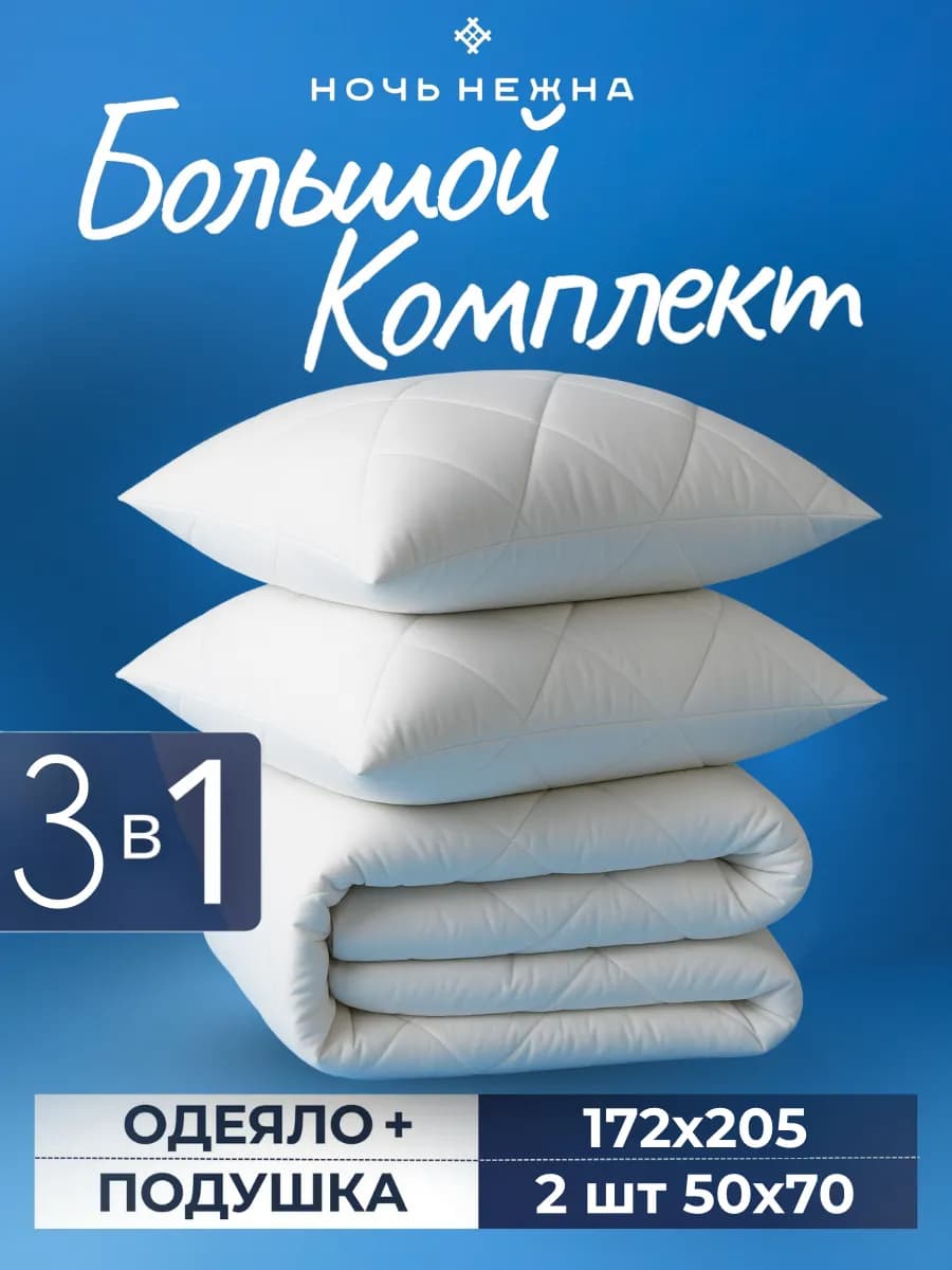 Одеяло подушка комплект 50х70 2 спальное 172x205