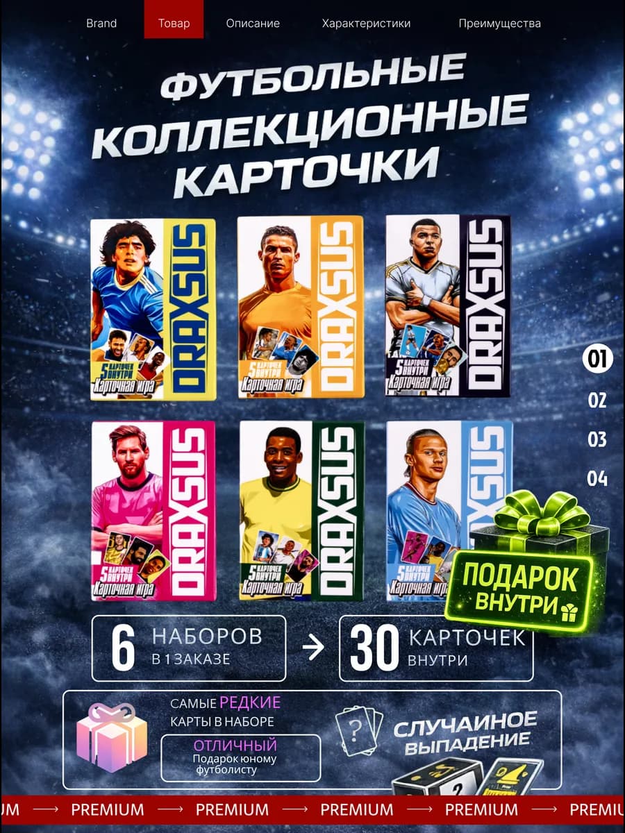 Набор коллекционных футбольных игровых карточек ДРАКСУС