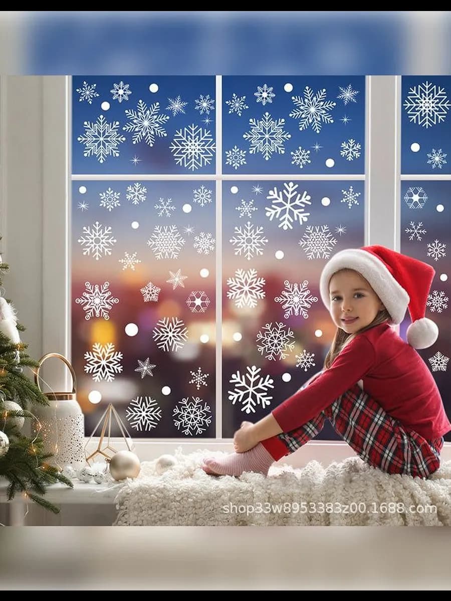 Новогодние наклейки-снежинки на окна 2026