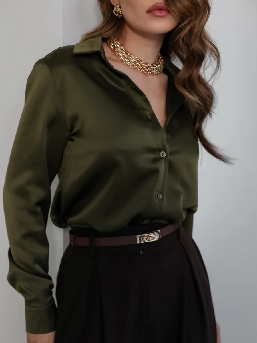 Блузка шелковая нарядная офисная