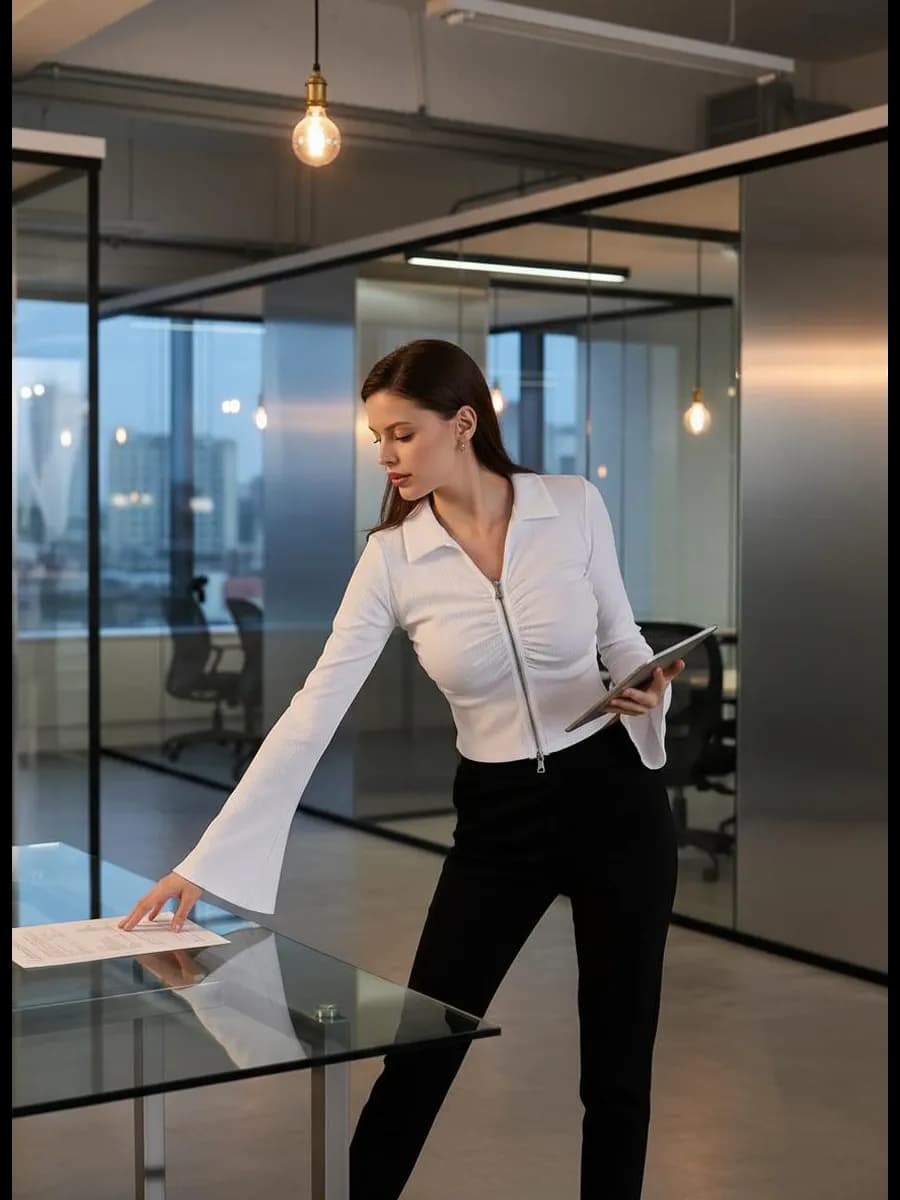 Блузка на молнии с рукавами клеш