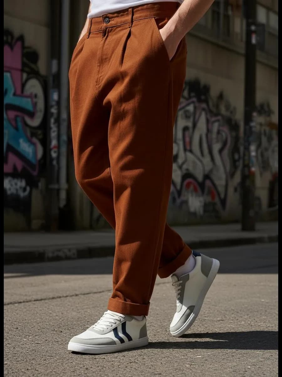 Зауженные укороченные брюки