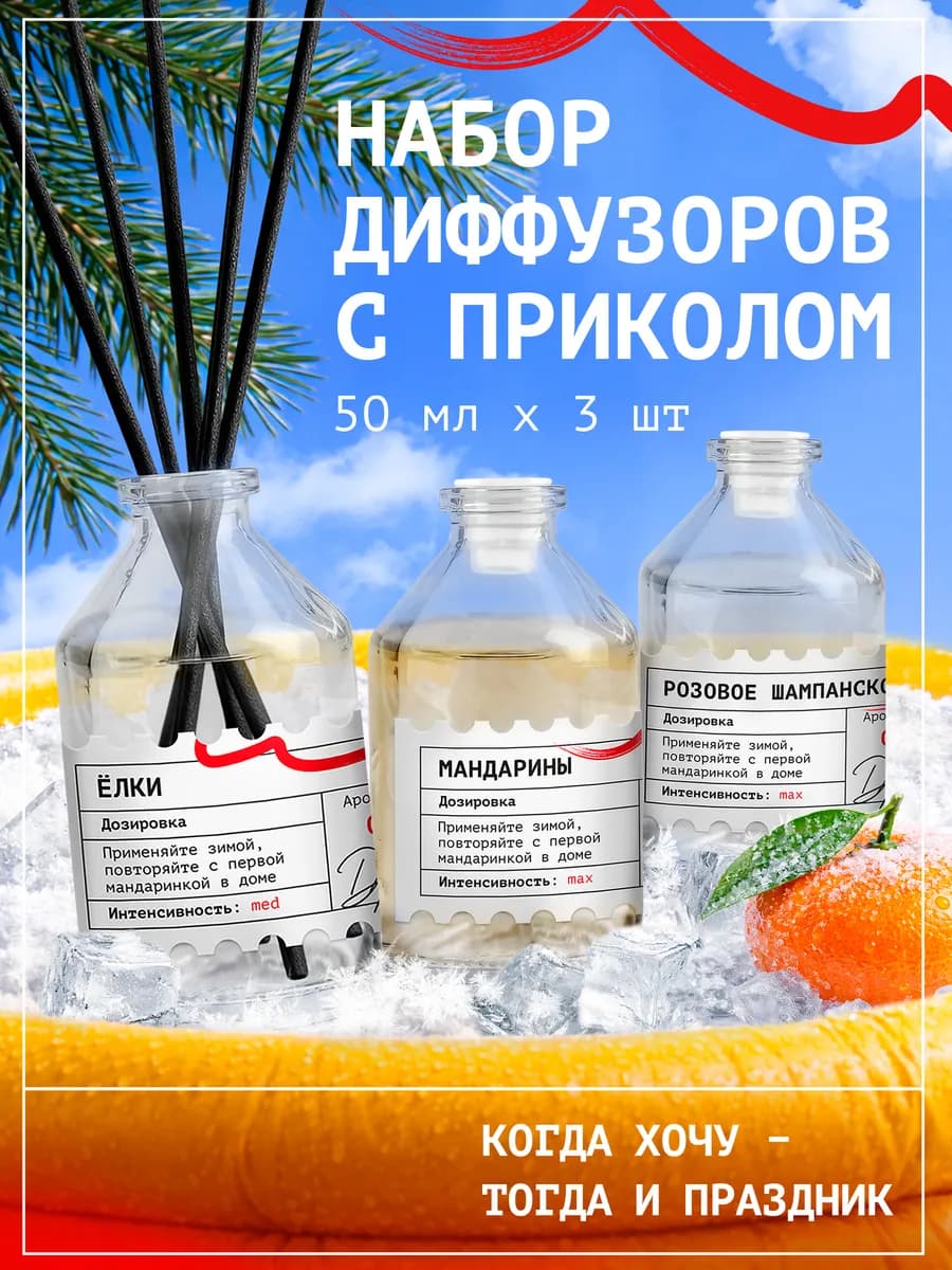 Подарочный Диффузор для дома с палочками набор 3 шт